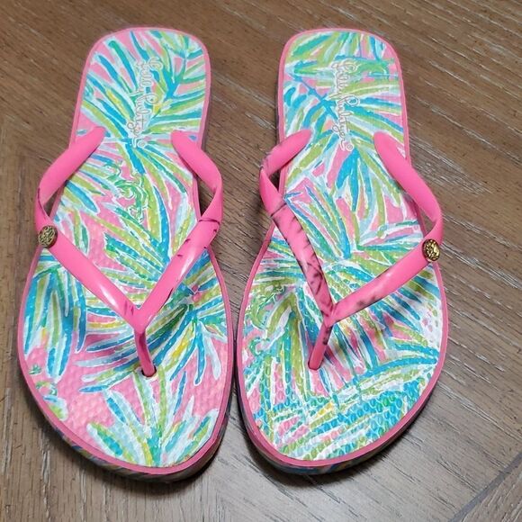 Lilly Pulitzer Pink Pool Flip Flop Size 7/8 - Picture 1 of 8
